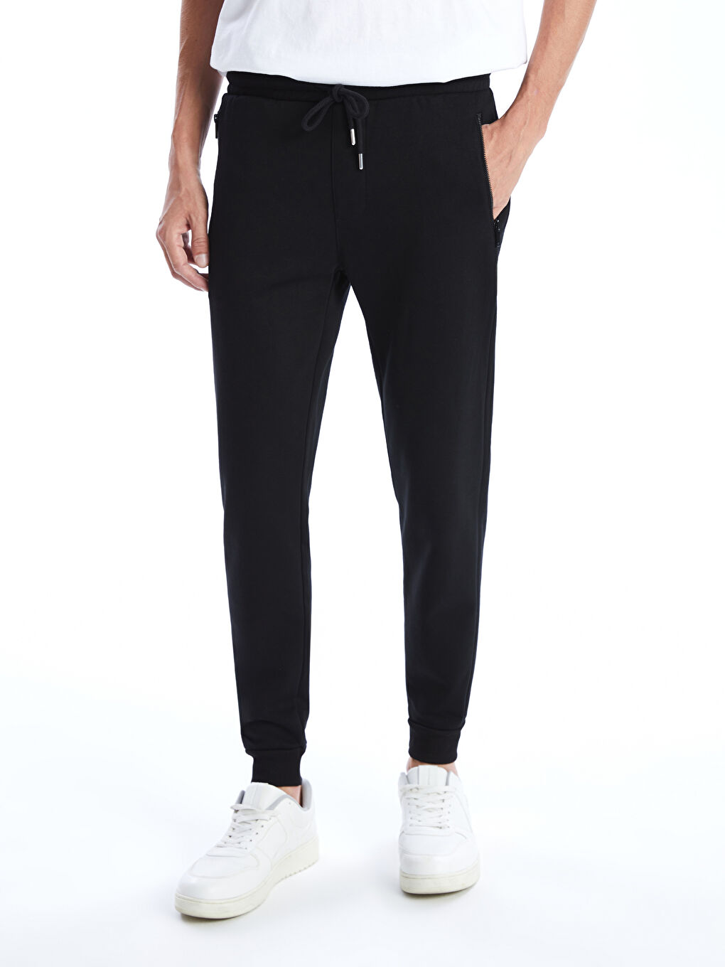 Siyah Standart Kalıp Erkek Kalın Eşofman Altı-1