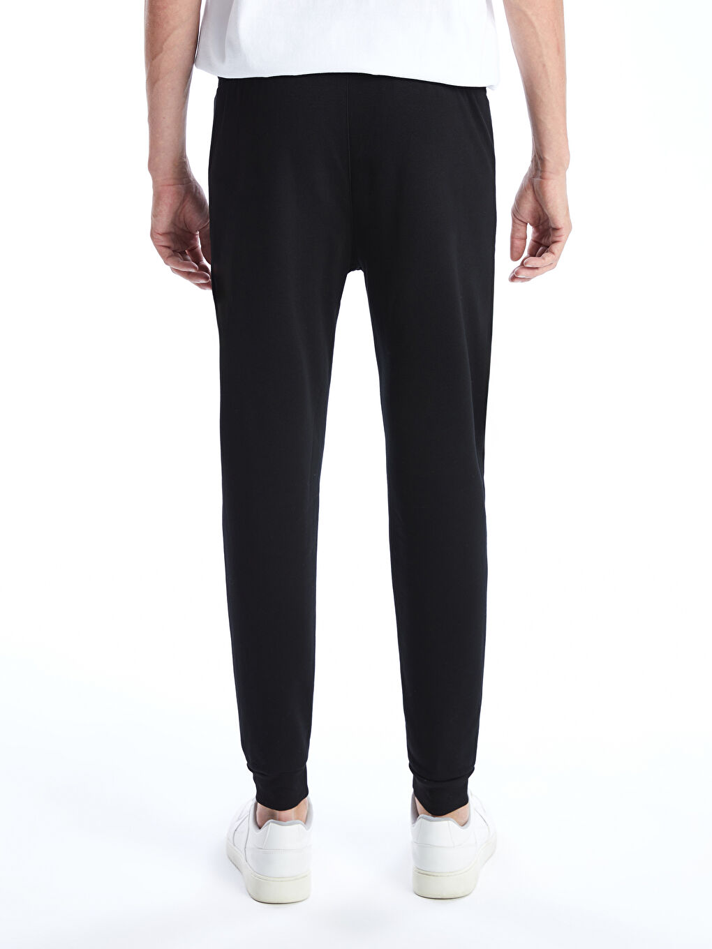 Siyah Standart Kalıp Erkek Kalın Eşofman Altı-3