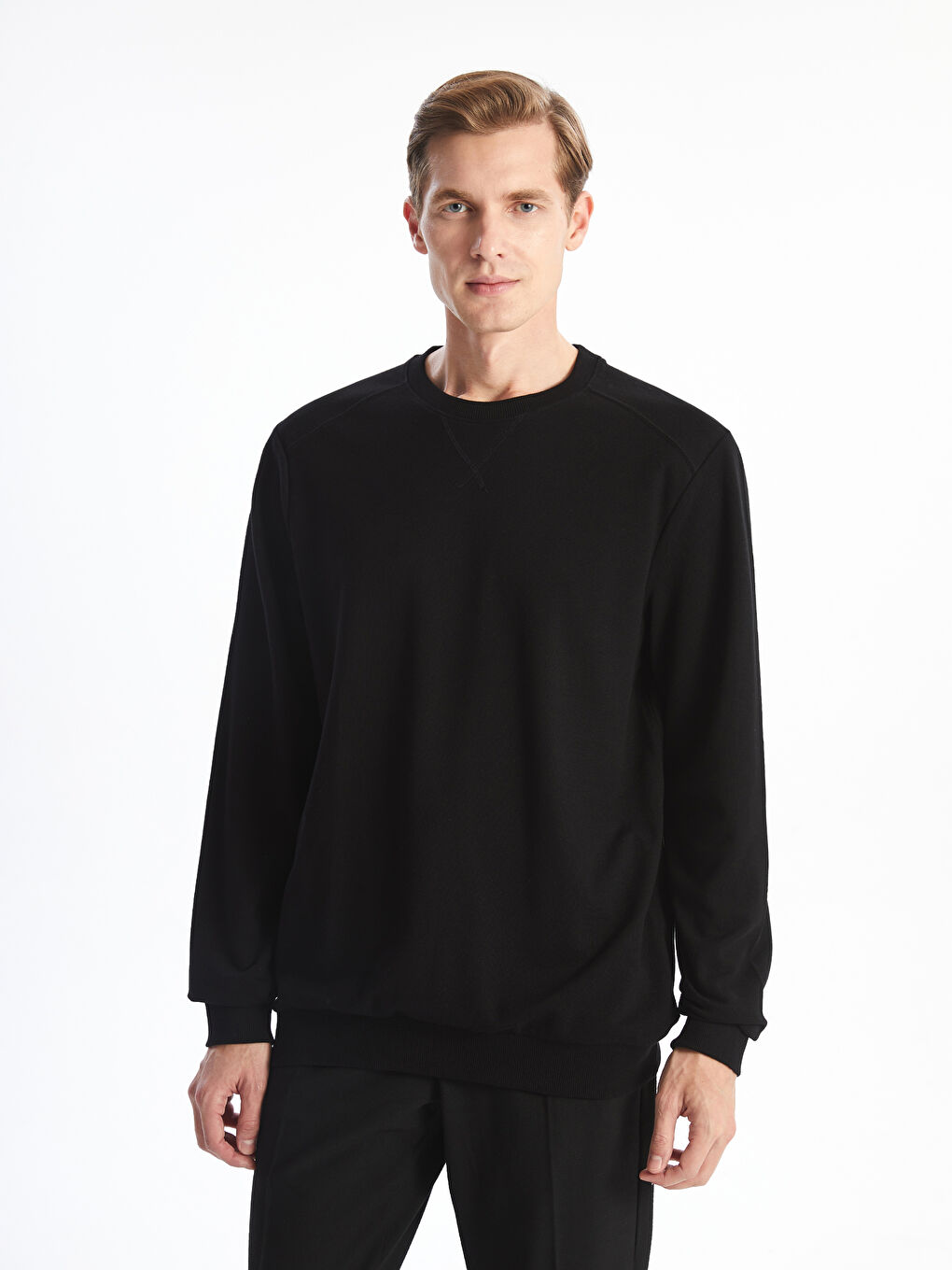 Sweat-shirt à Manches Longues pour Hommes avec Col Rond