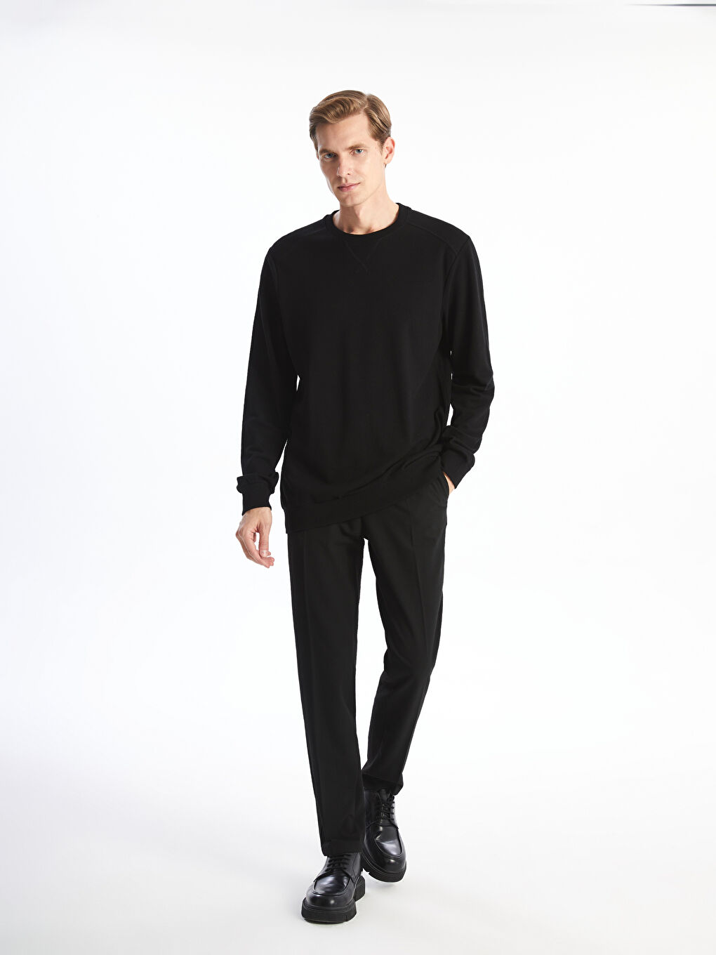 Sweat-shirt à Manches Longues pour Hommes avec Col Rond-1