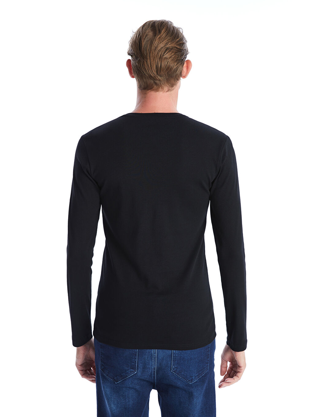 تيشيرت رجالي بأكمام طويلة ورقبة دائرية-3