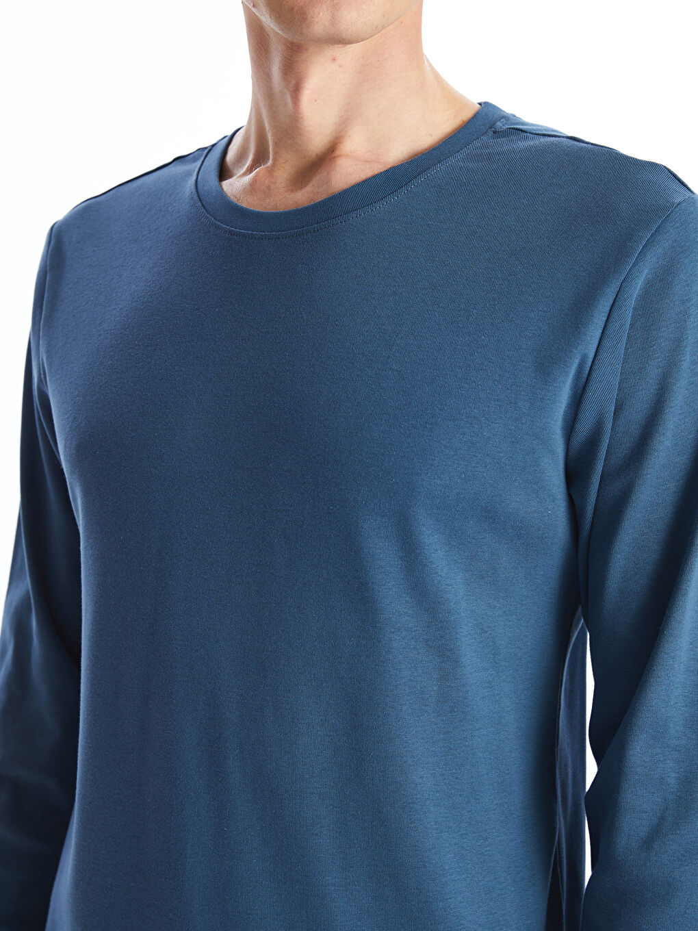 İndigo Bisiklet Yaka Uzun Kollu Erkek Tişört-2