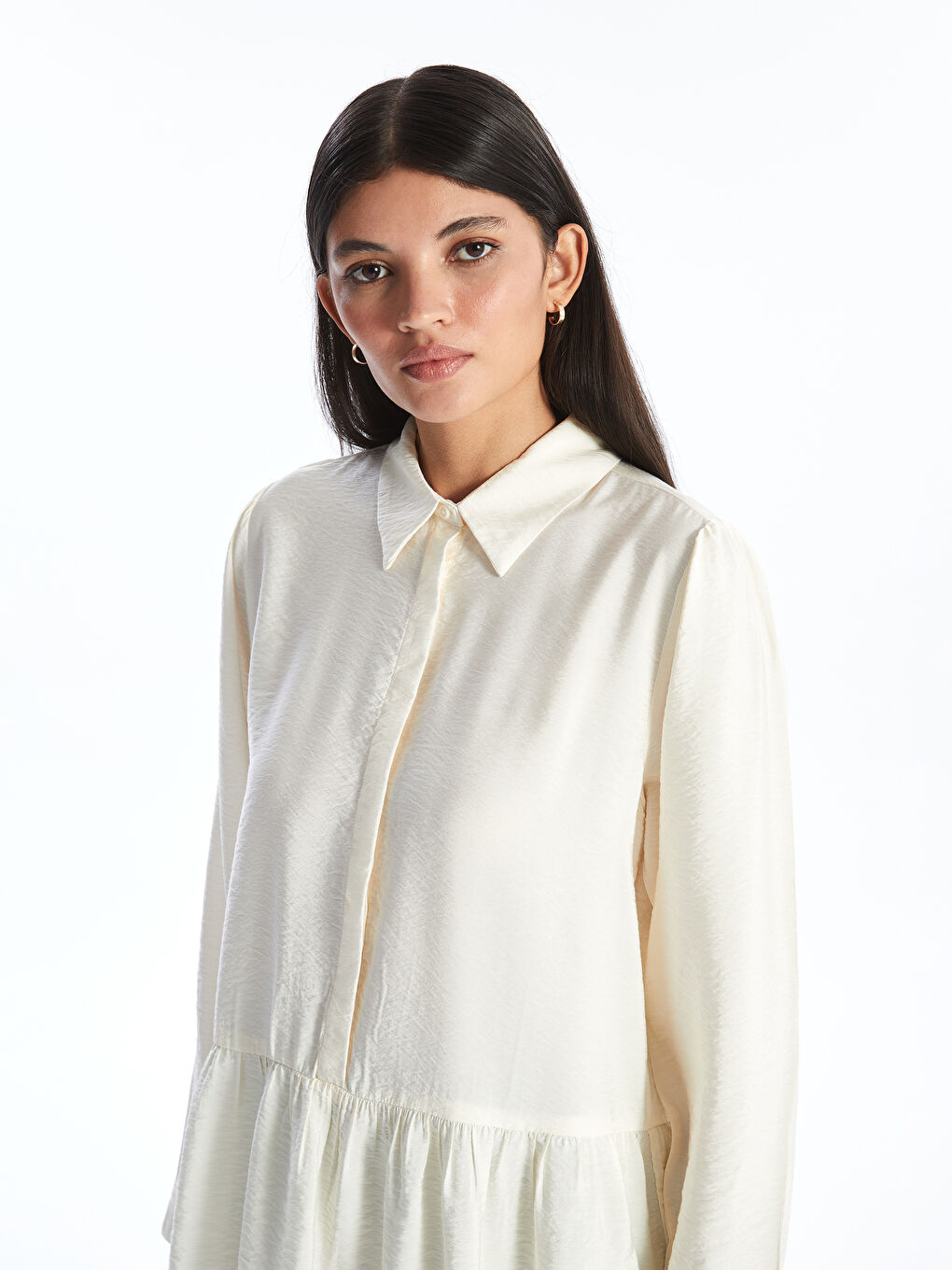 LCW Modest Women's Collared Neck Plain Tunic -W45875Z8-FDV