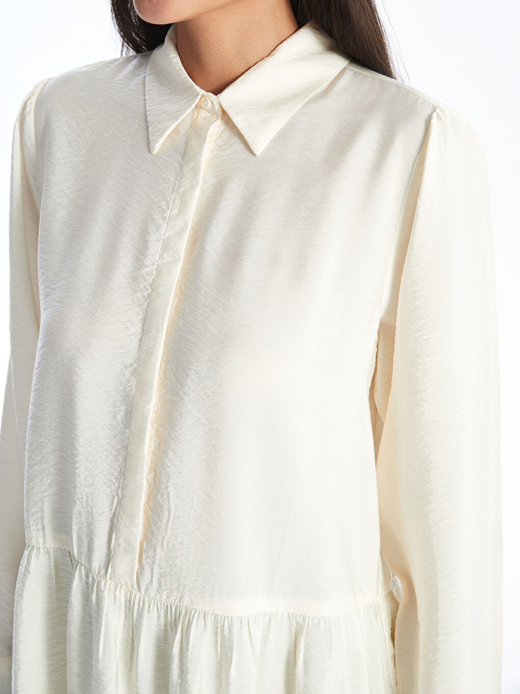 LCW Modest Women's Collared Neck Plain Tunic -W45875Z8-FDV