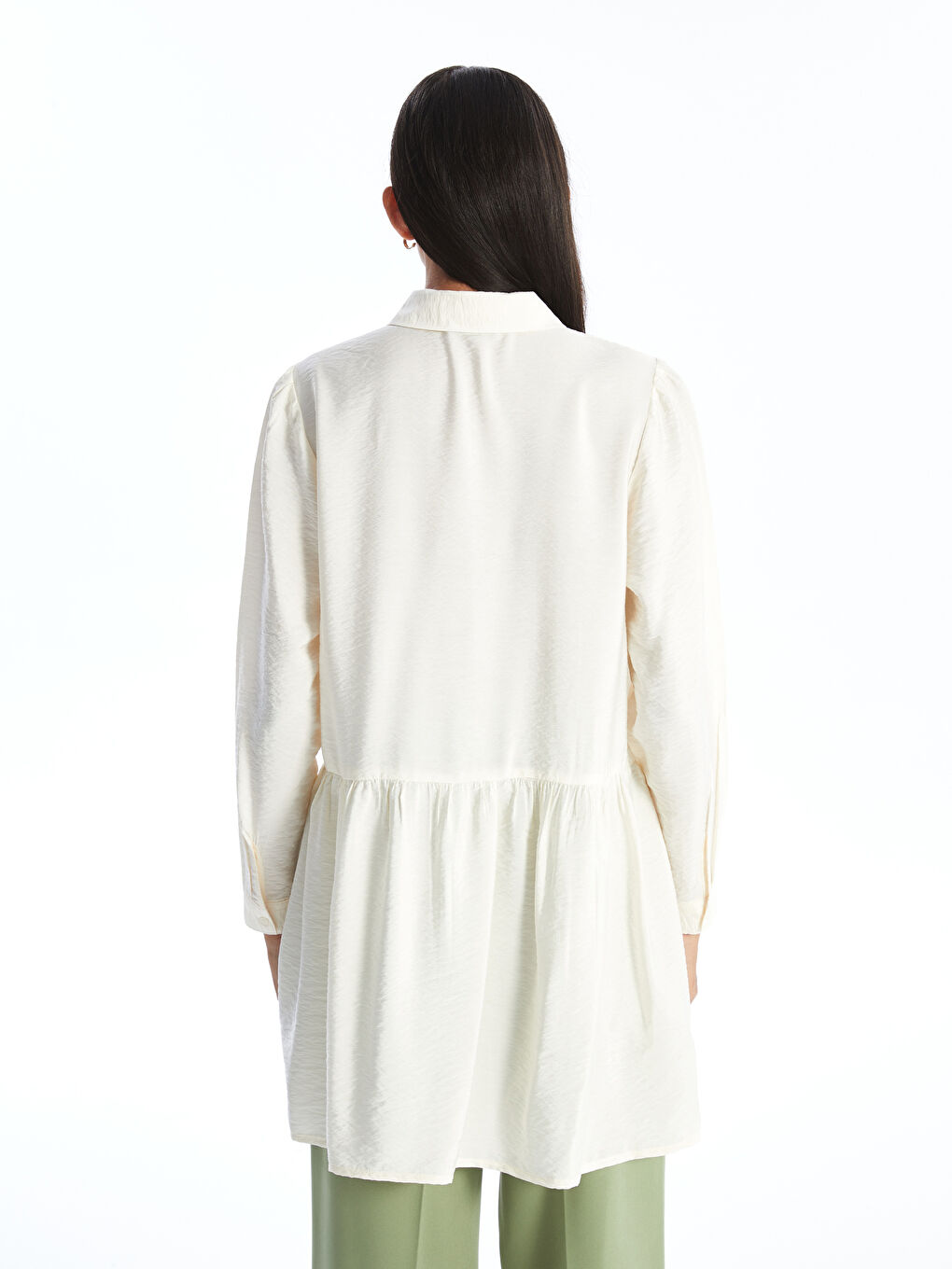 LCW Modest Women's Collared Neck Plain Tunic -W45875Z8-FDV