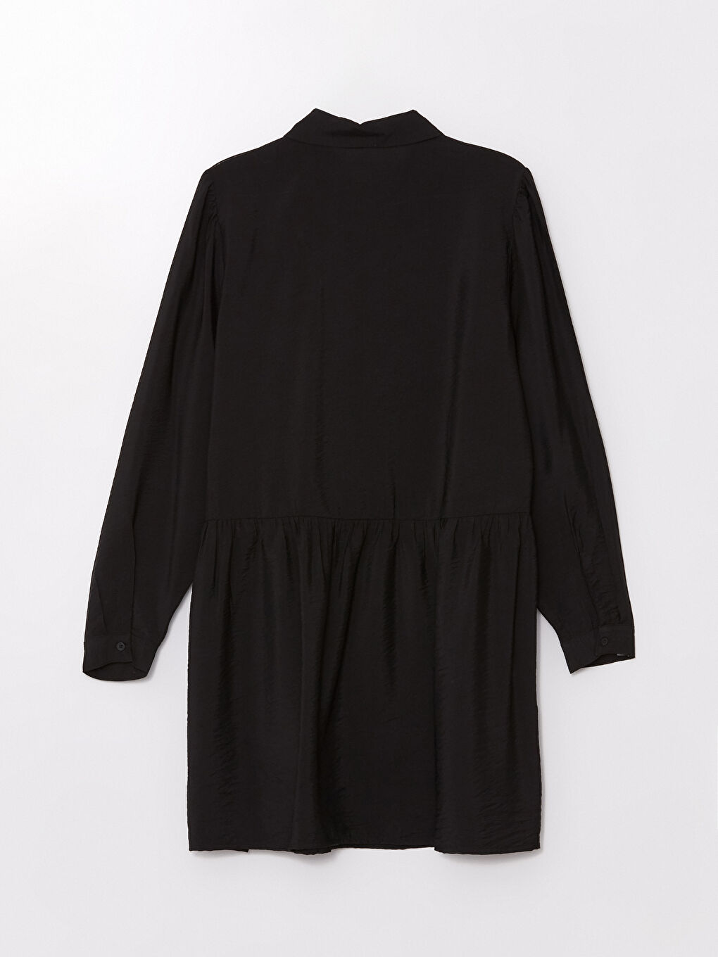 Siyah Kadın Gömlek Yaka Düz Tunik-6