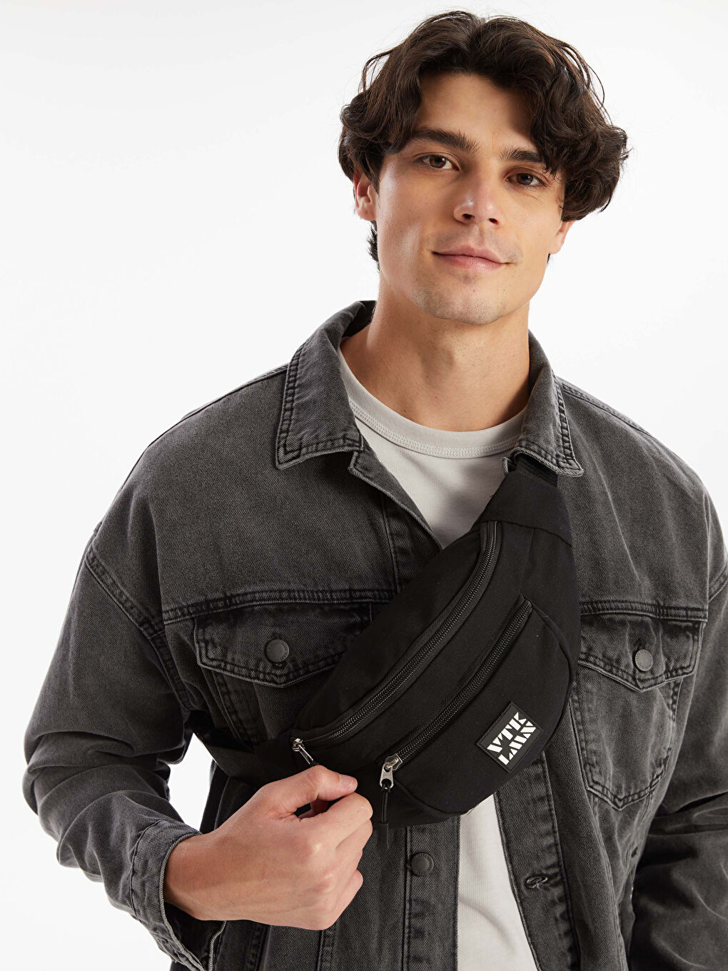 Text Printed Men's Sling Bag