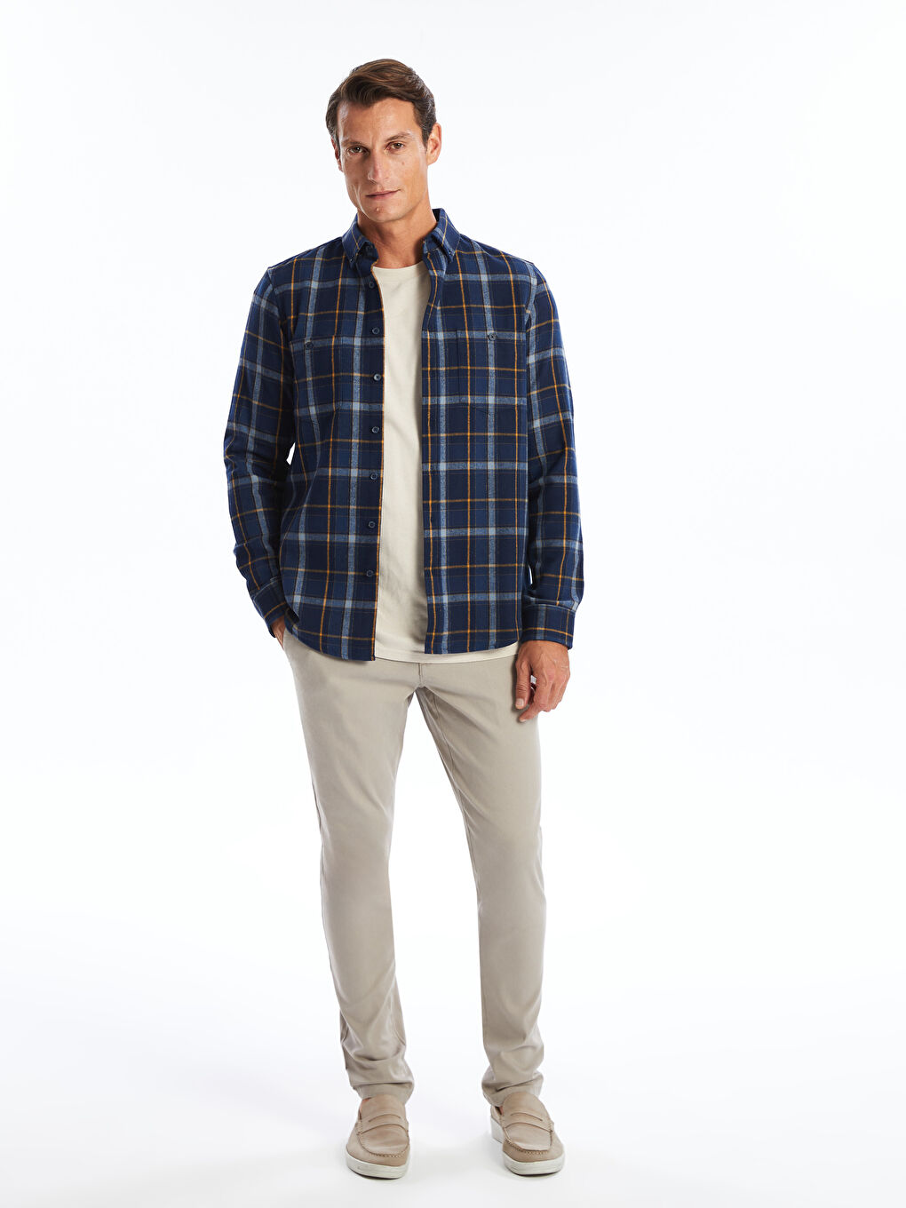LCWAIKIKI Classic Regular Fit Uzun Kollu Ekose Erkek Gömlek -W45943Z8-LN6