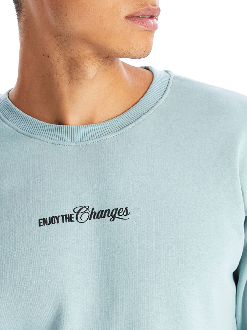 سويت شيرت كم طويل مطبوع بياقة دائرية للرجال-2