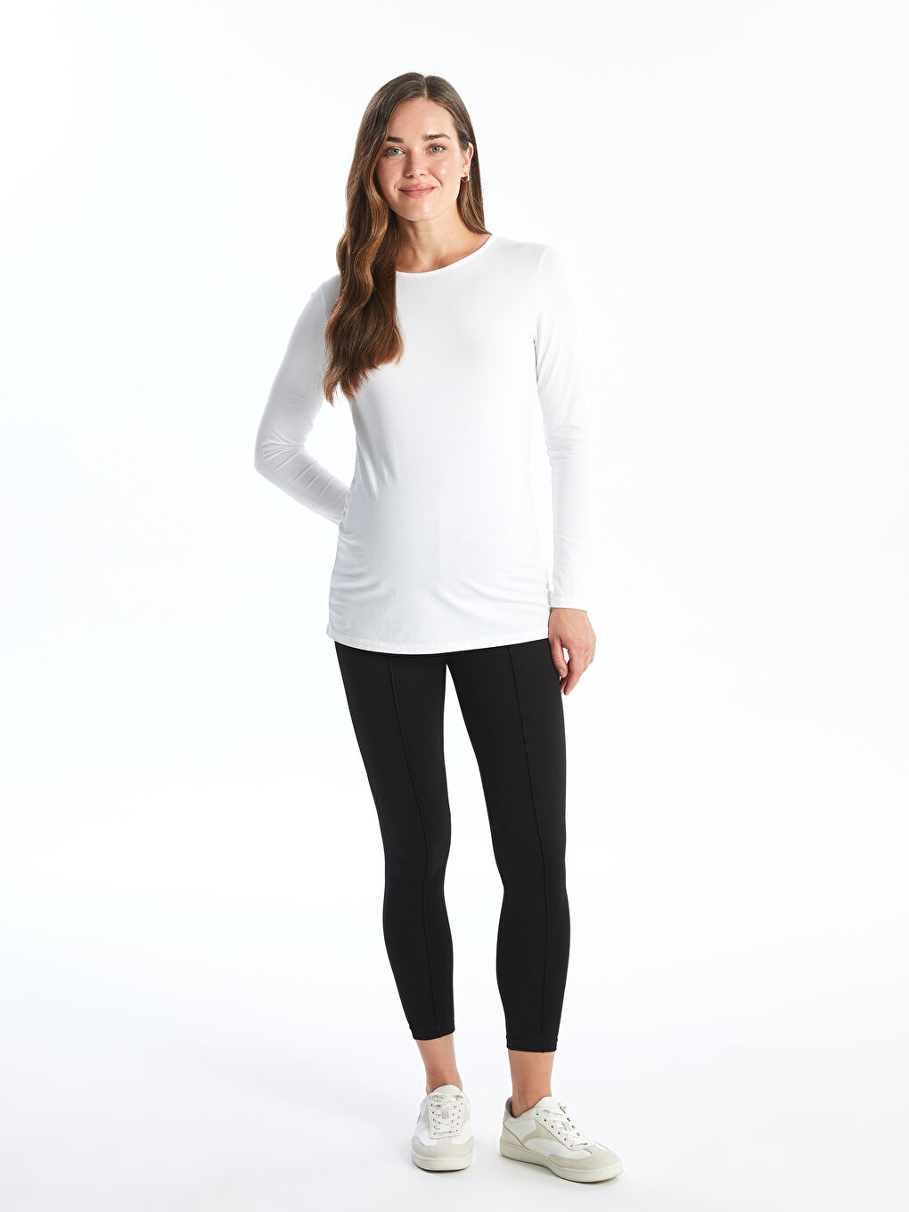Elasticated Waist Over Bump Maternity Leggings-1