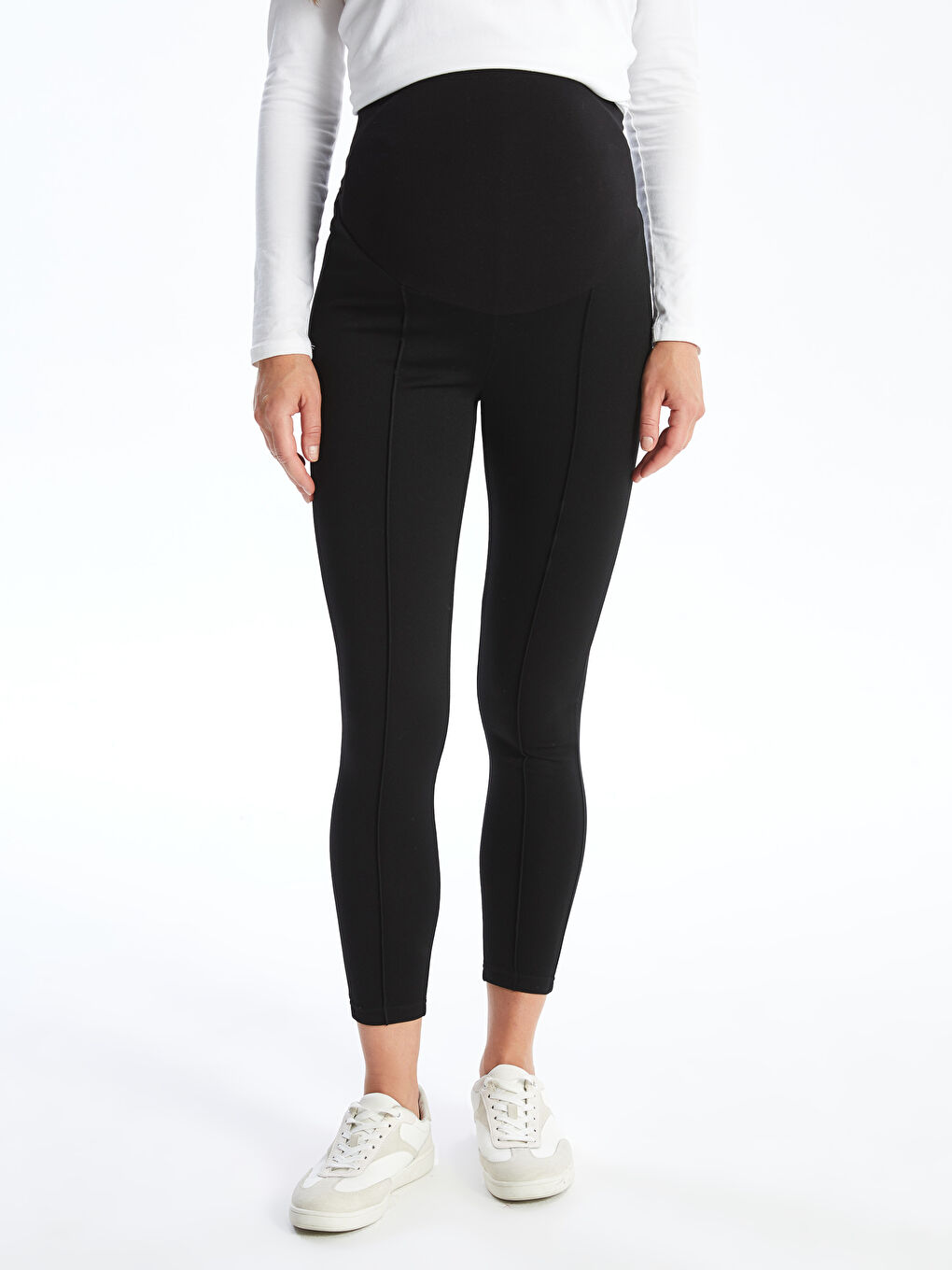 Elasticated Waist Over Bump Maternity Leggings-2
