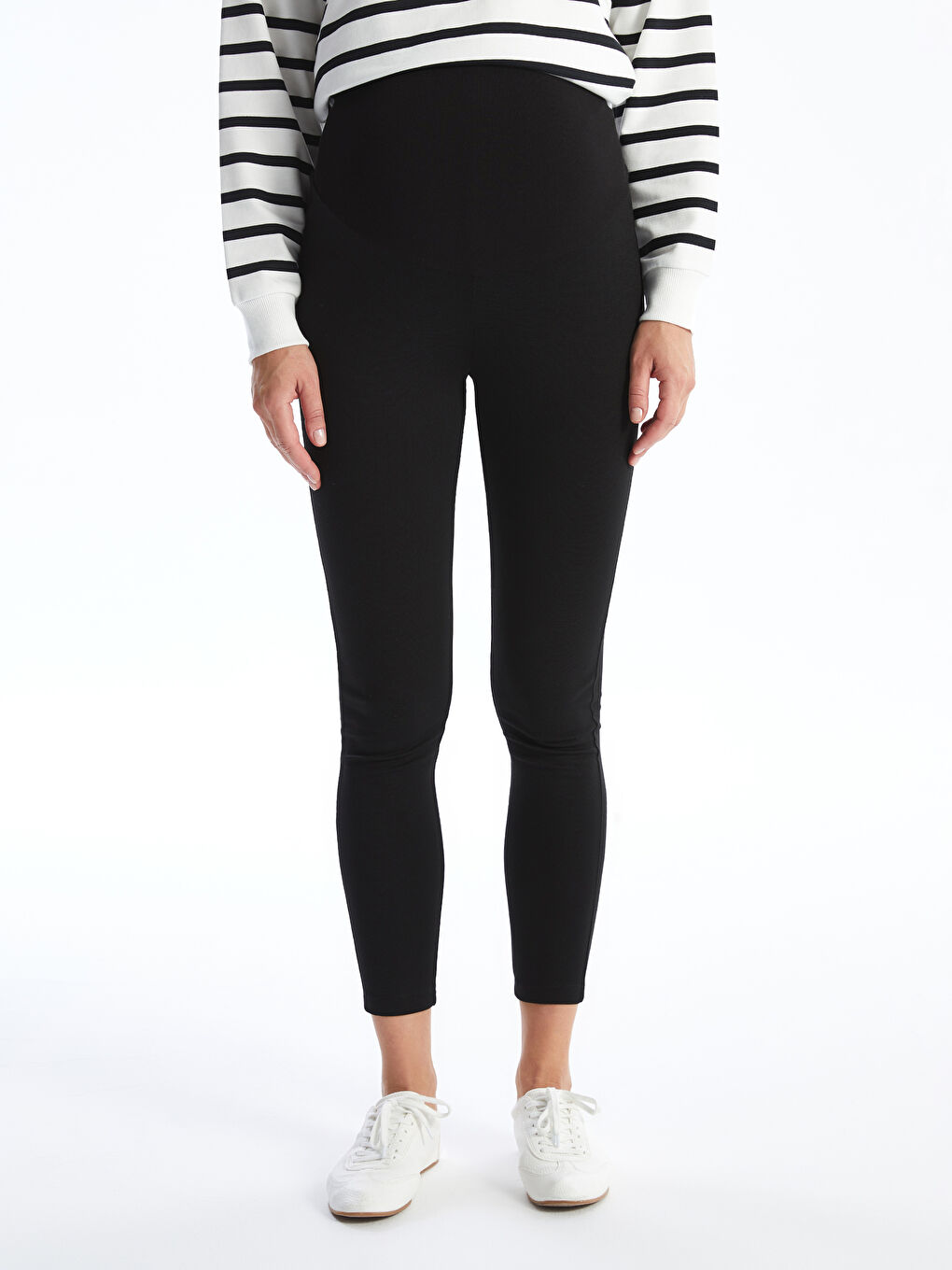 Elasticated Waist Over Bump Maternity Leggings-1