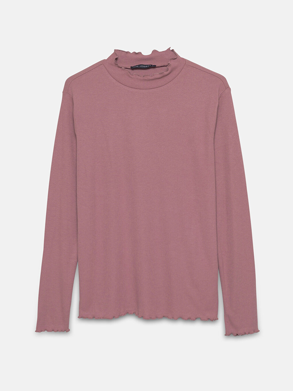 Funnel Neck Plain Long Sleeve Women's T-Shirt