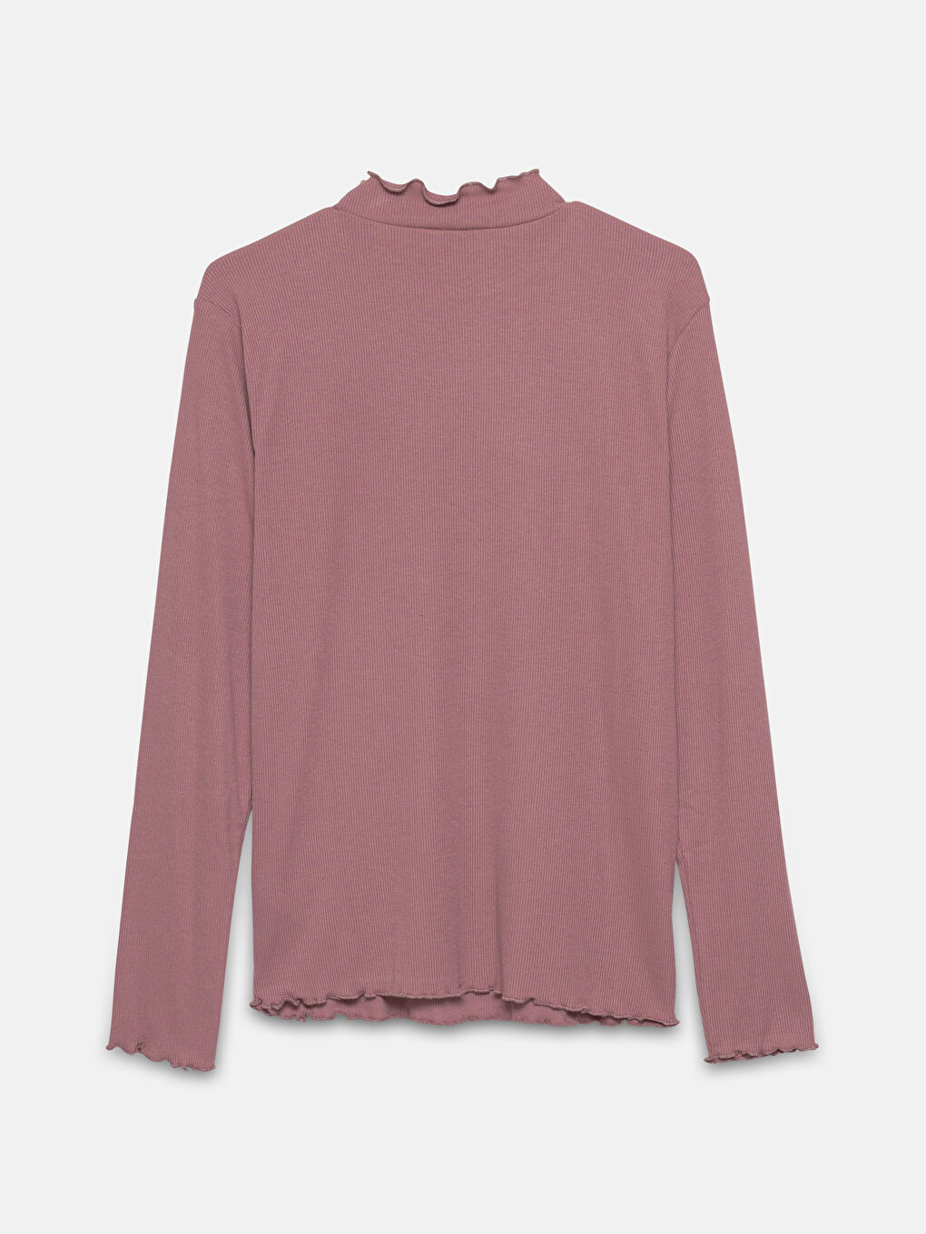 Funnel Neck Plain Long Sleeve Women's T-Shirt-1