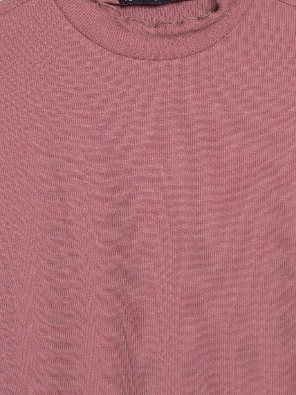 Funnel Neck Plain Long Sleeve Women's T-Shirt-2