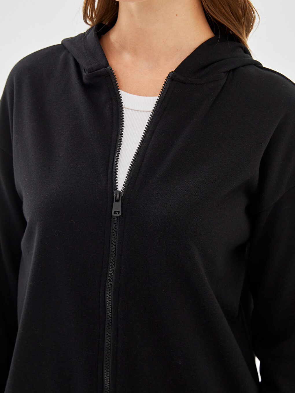 Hooded Oversize Women's Zipper Sweatshirt-2