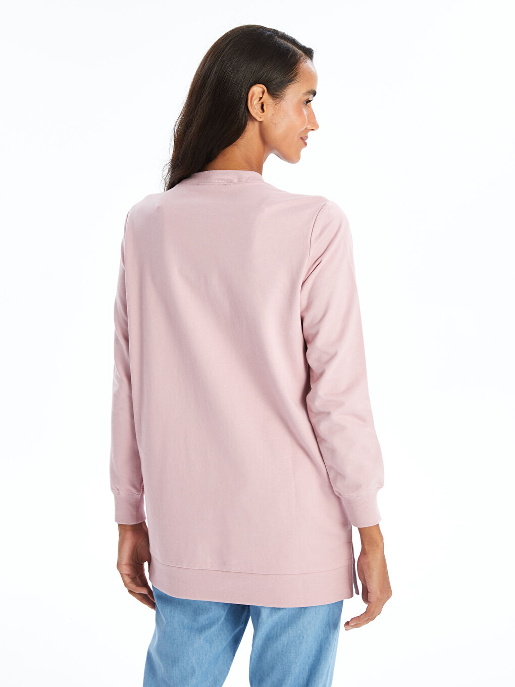 LCW Modest Crew Neck Women's Sweatshirt Tunic -W46025Z8-FHR