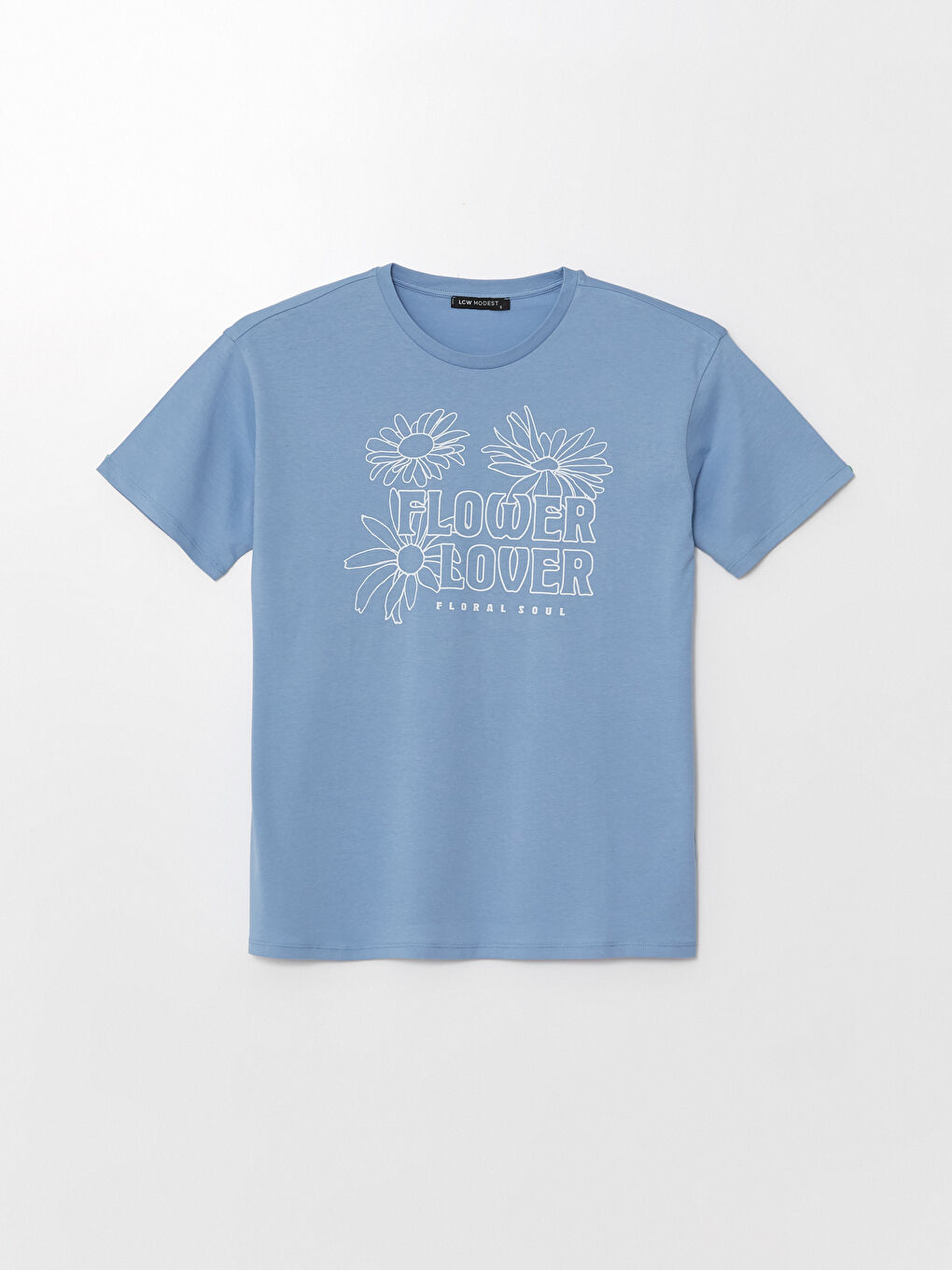 Crew Neck Printed Women's T-Shirt-5
