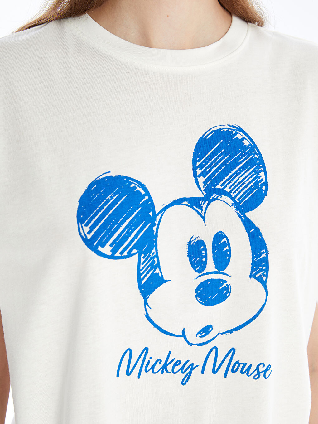 Crew Neck Mickey Mouse Printed Short Sleeve Women's T-Shirt-2