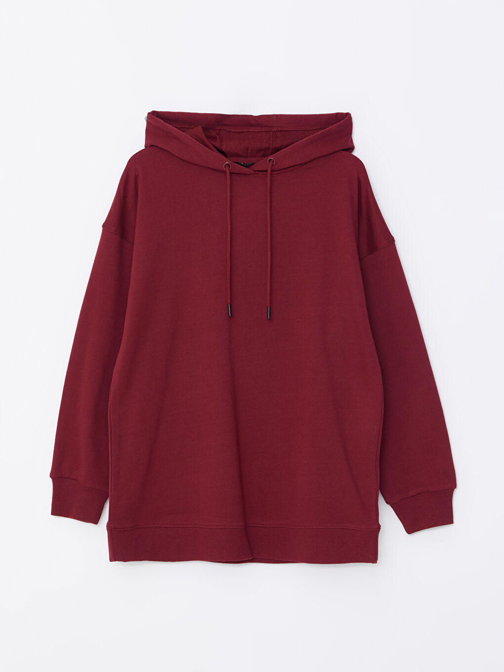 Bordo Kapüşonlu Kadın Sweatshirt Tunik-4