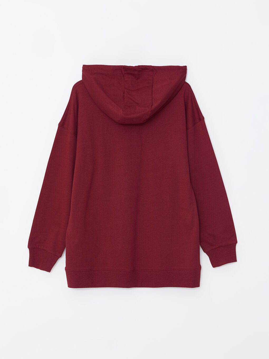 Bordo Kapüşonlu Kadın Sweatshirt Tunik-5