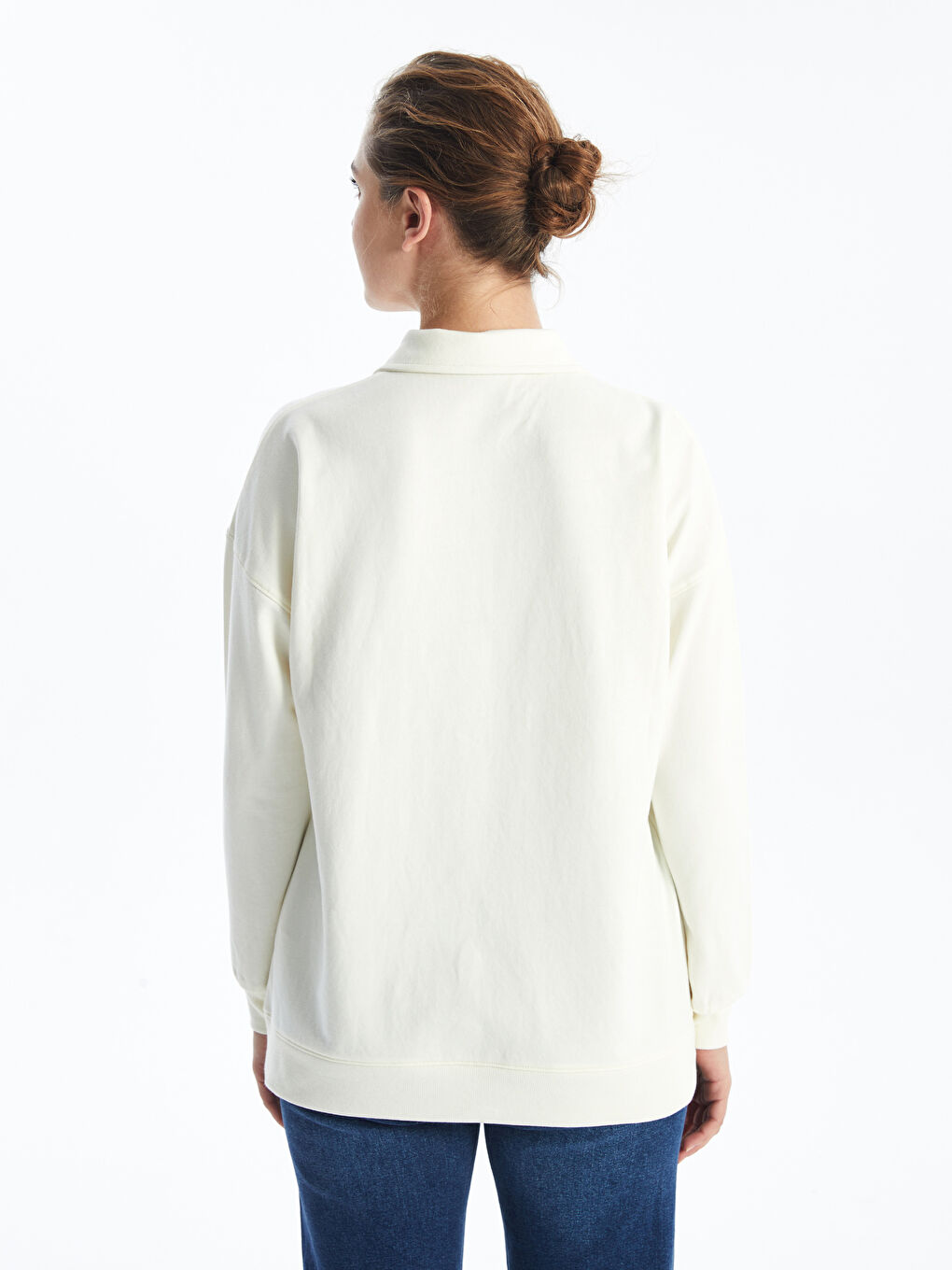 تونيك سويت شيرت نسائي فضفاض مطبوع مانهاتن بياقة بولو-3