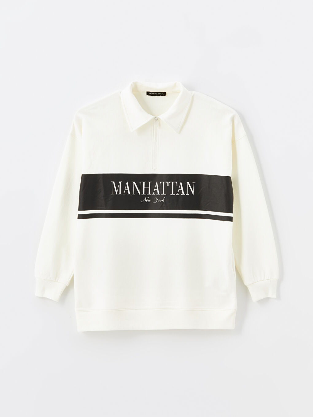 تونيك سويت شيرت نسائي فضفاض مطبوع مانهاتن بياقة بولو-4