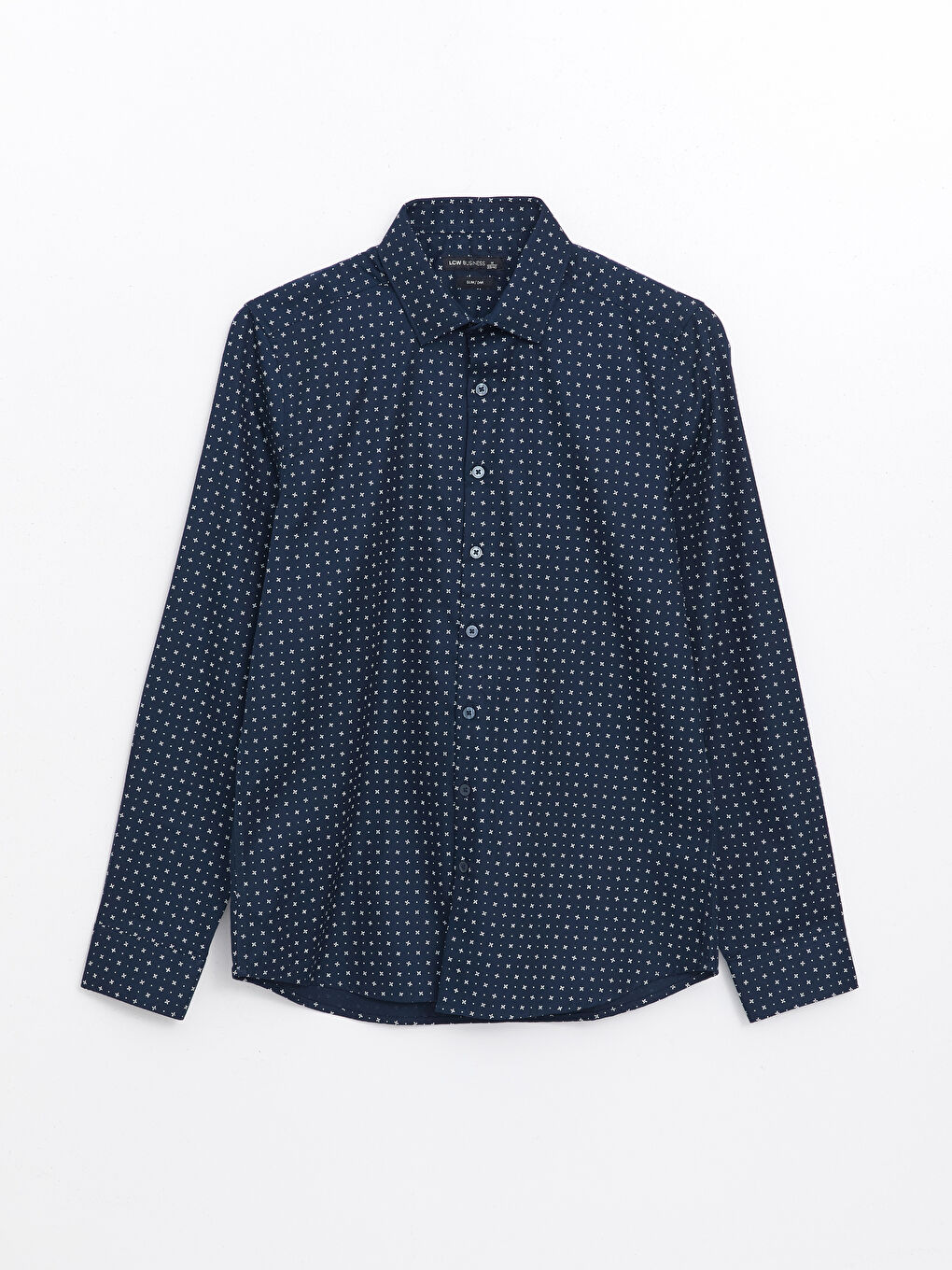 ерлерге арналған өрнекті ұзын жеңді тар пішімді саржа жейде-4