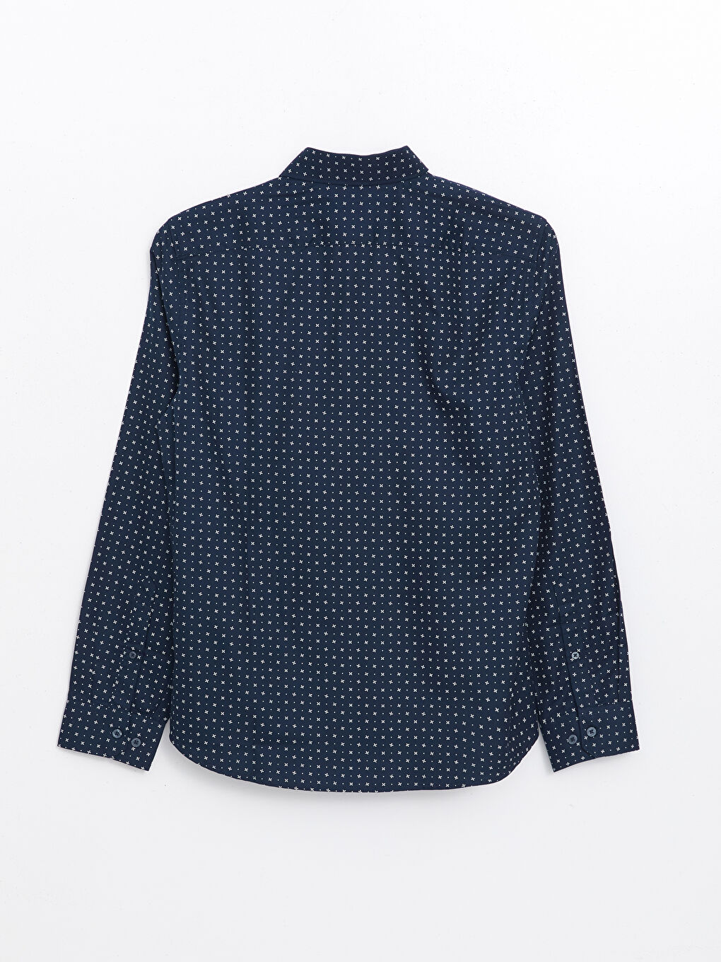 ерлерге арналған өрнекті ұзын жеңді тар пішімді саржа жейде-5