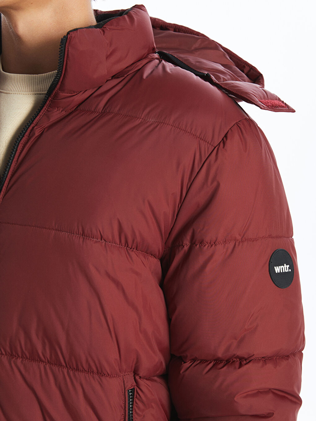 Standart Kalıp Kapüşonlu Erkek Şişme Mont-2