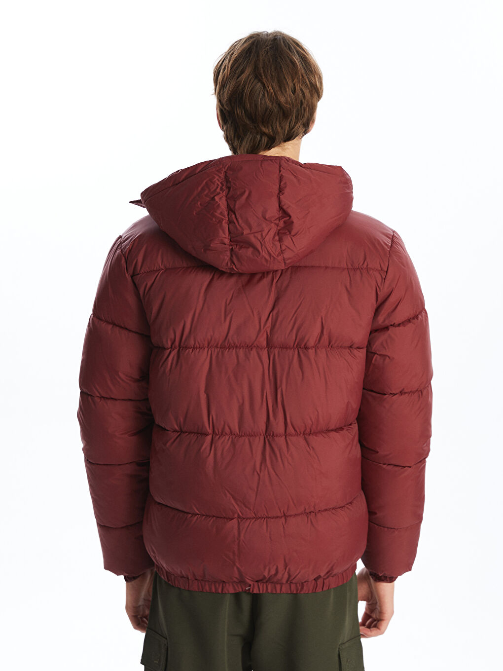 Standart Kalıp Kapüşonlu Erkek Şişme Mont-4