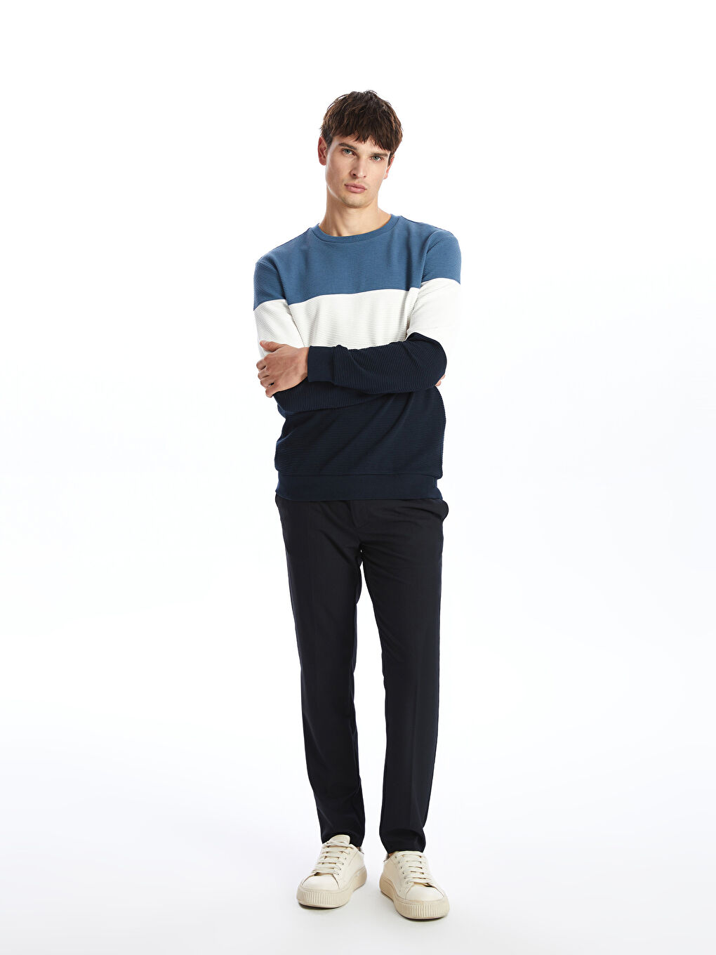 SOUTHBLUE Crew Neck Long Sleeve Color Block Men's Sweatshirt -W46130Z8-KZZ