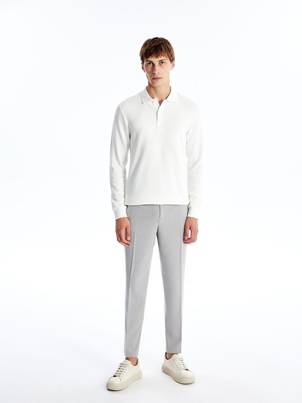 Polo Neck Long Sleeve Men's Sweatshirt -W46131Z8-R9J