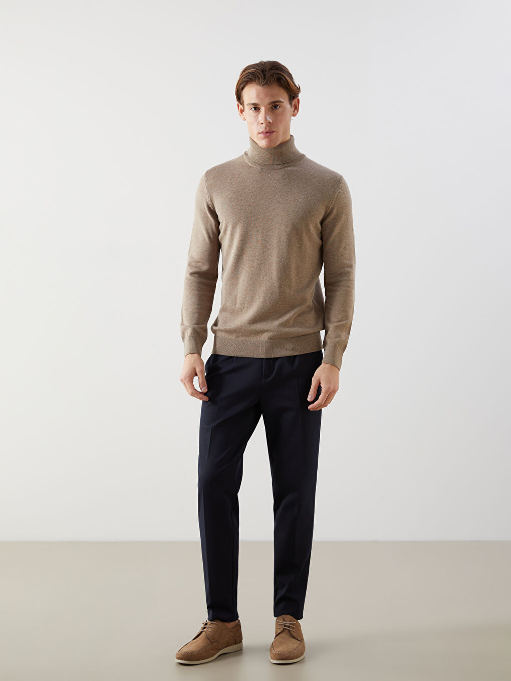 Turtleneck Long Sleeve Men's Tricot Sweater -W46154Z8-E0B