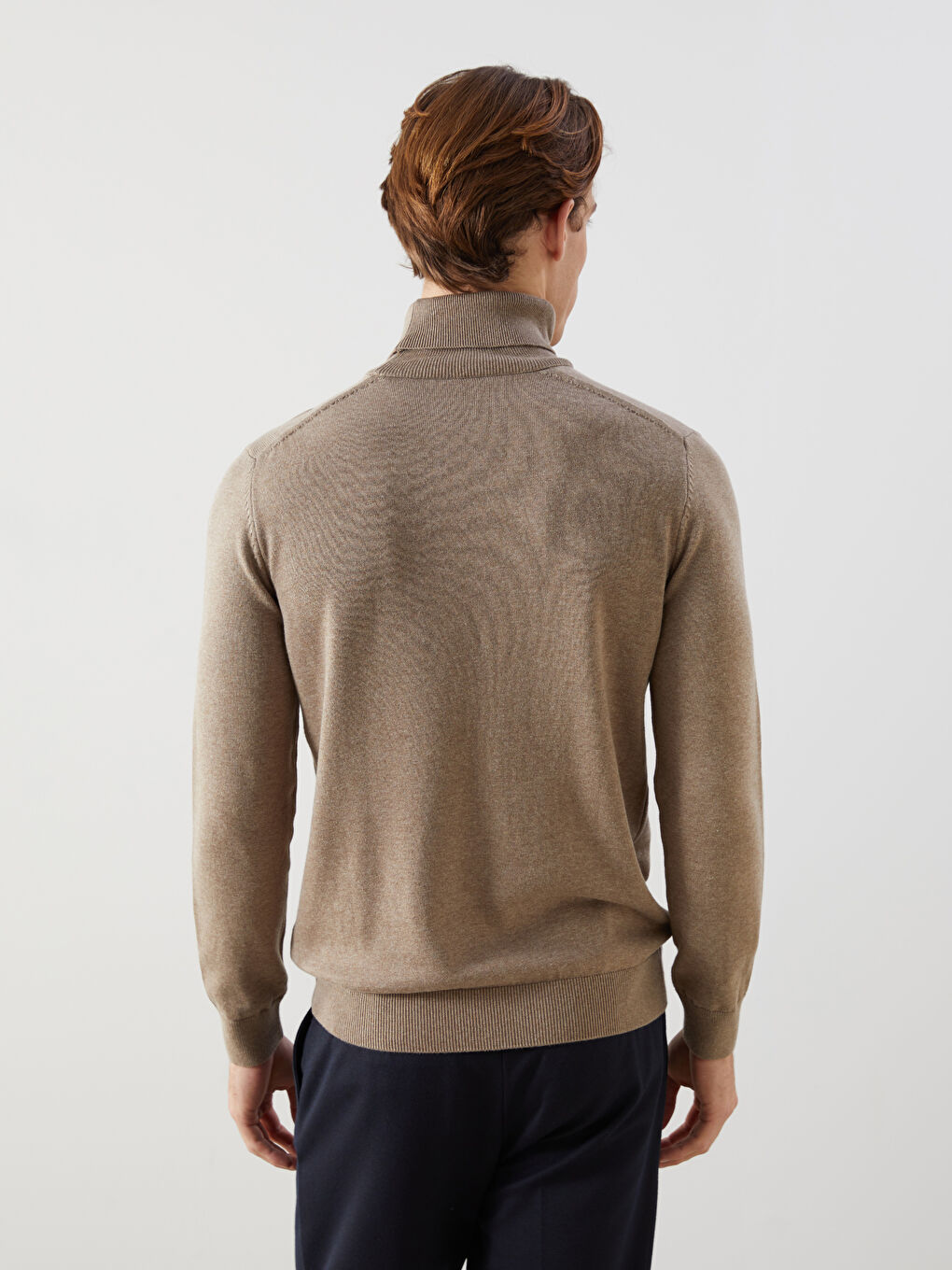 Turtleneck Long Sleeve Men's Tricot Sweater -W46154Z8-E0B
