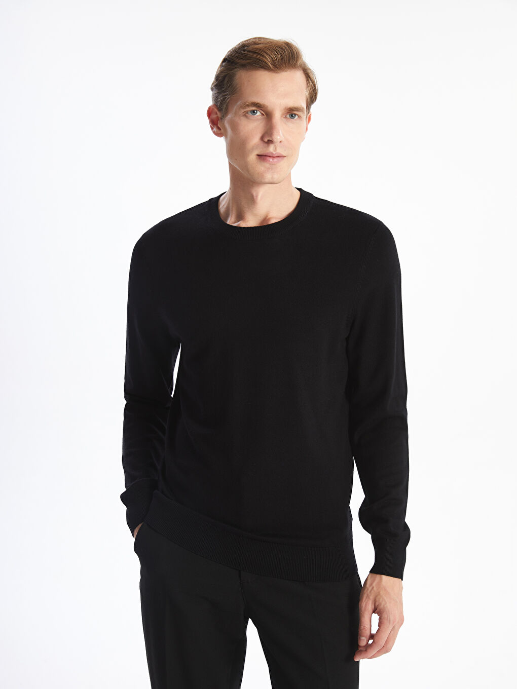 LCWAIKIKI كلاسيك بلوزی قۆڵ درێژ یه‌خه‌ خڕ بۆ پیاوان تریکۆ -W46156Z8-CVL
