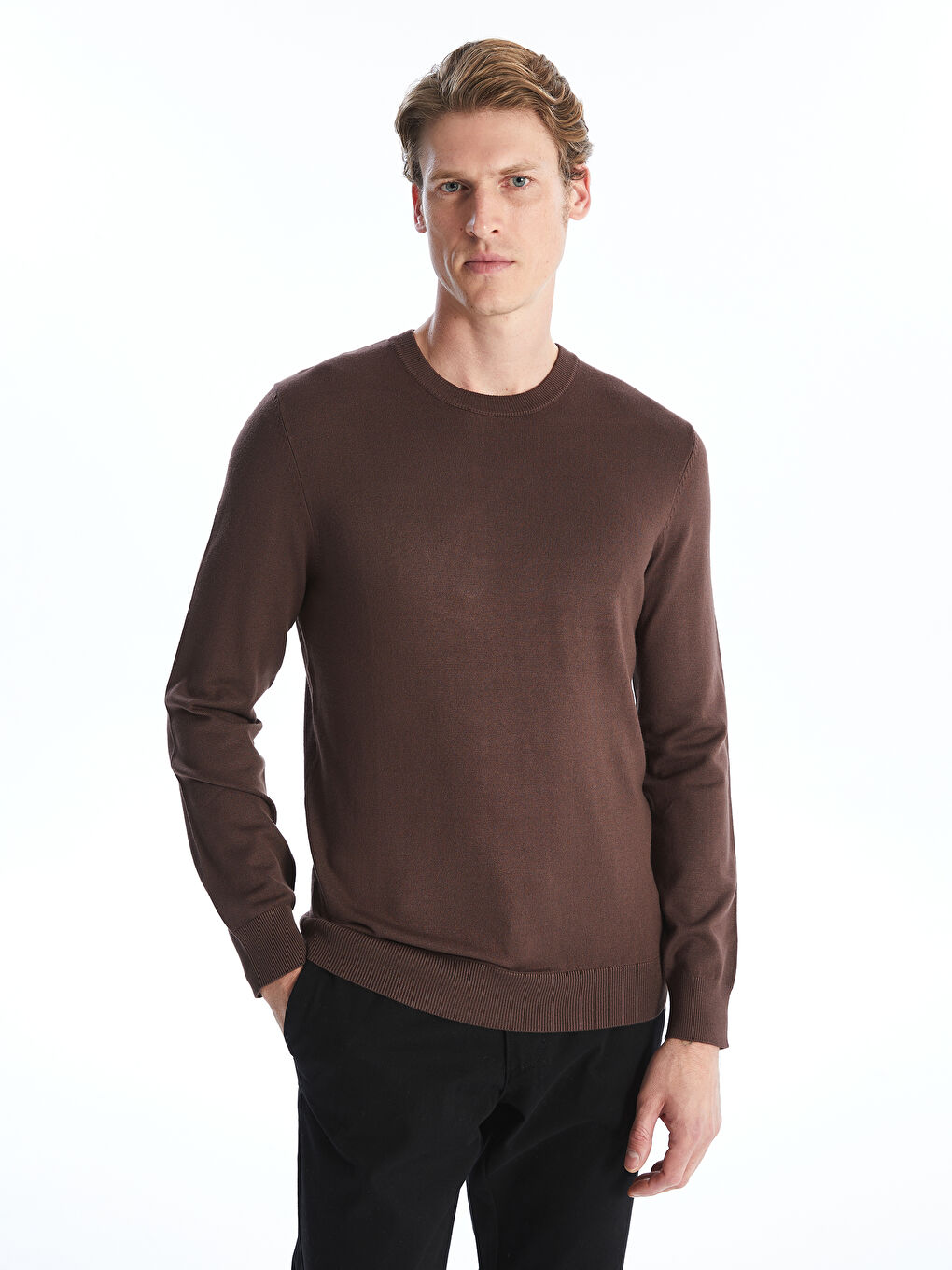 Muški trikotažni džemper okruglog izreza dugih rukava-2