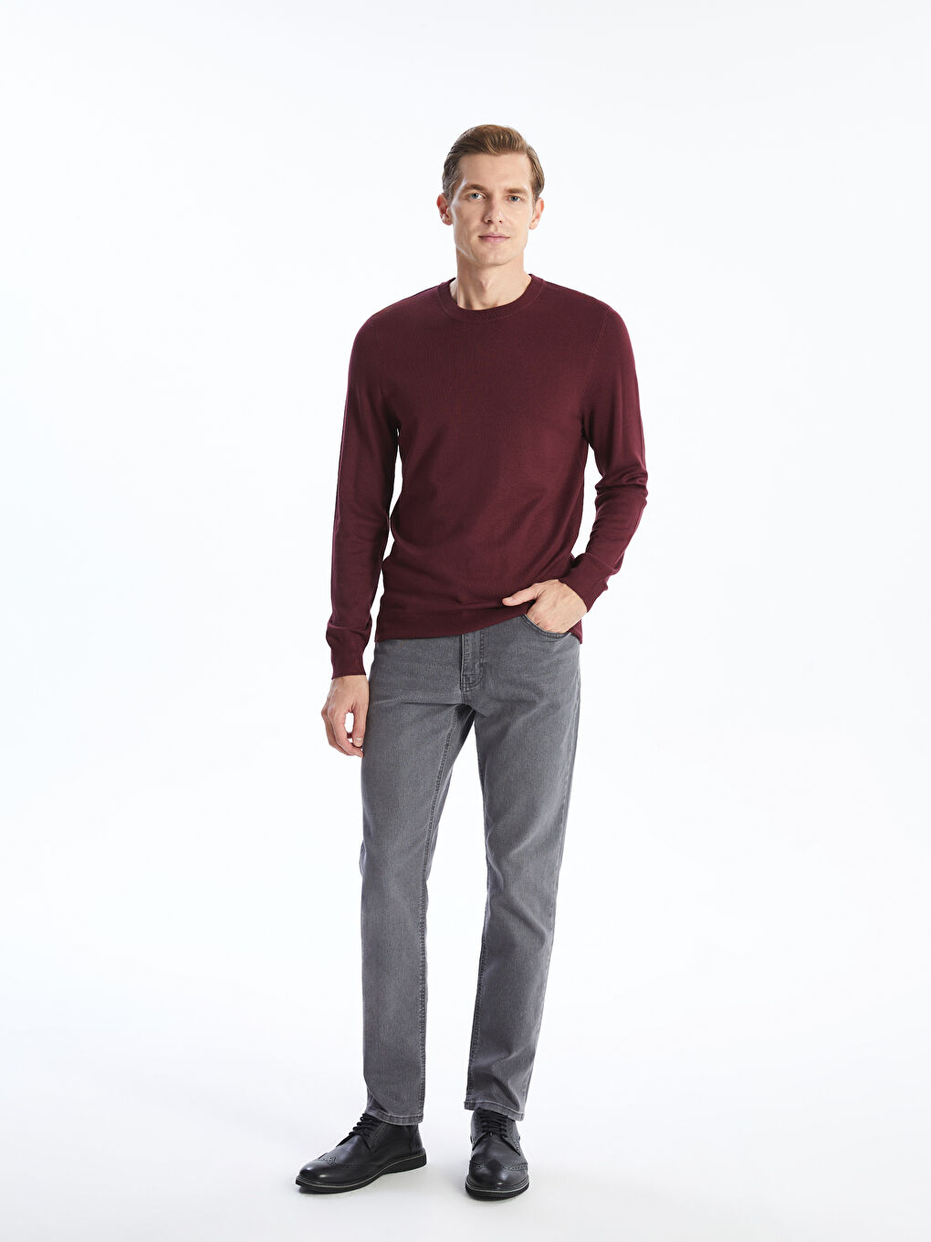 Muški trikotažni džemper okruglog izreza dugih rukava-1