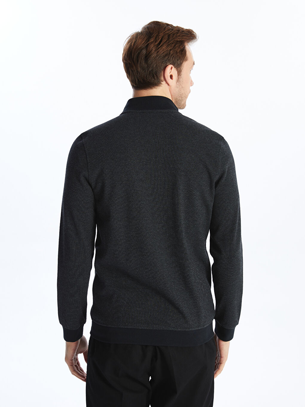 Funnel Neck Long Sleeve Men's Zip-Up Sweatshirt-3