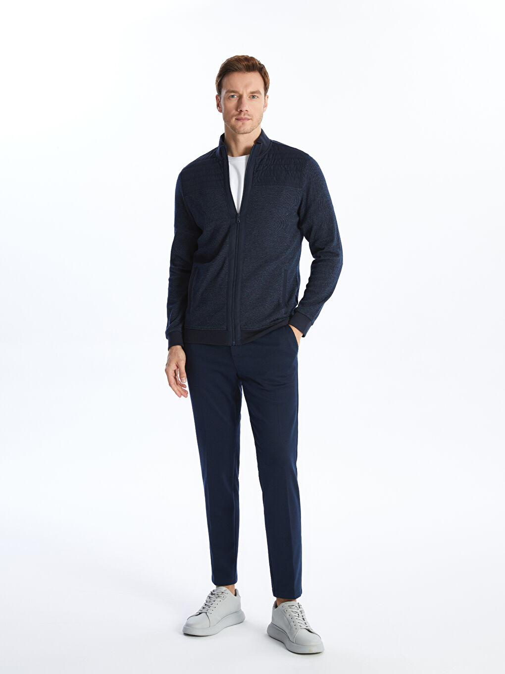 LCWAIKIKI Classic Sweat-shirt zippé à manches longues pour Hommes avec col cheminée -W46164Z8-RFH