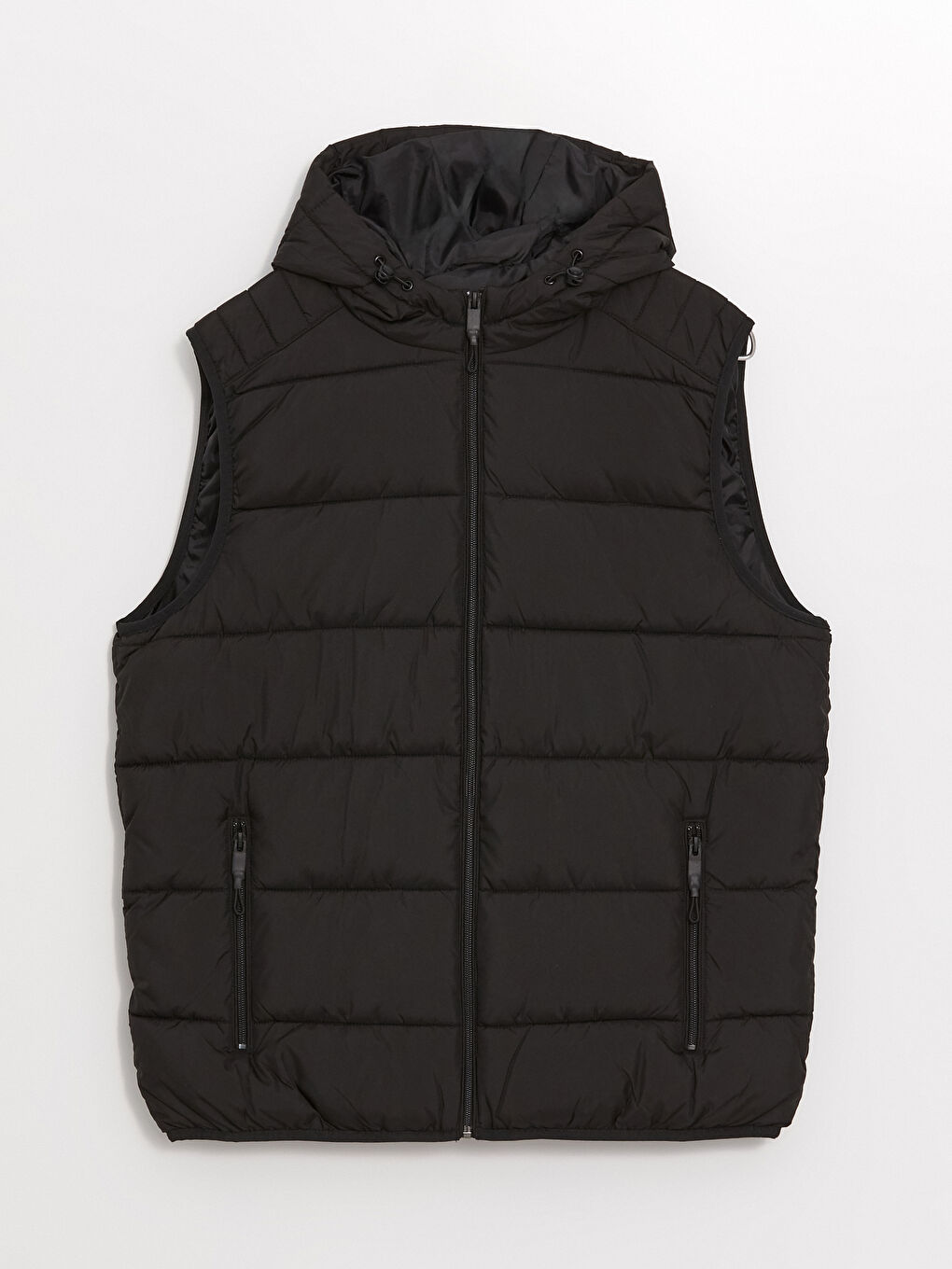 ерлерге арналған стандартты пішім капюшонды пуховик жилет-5