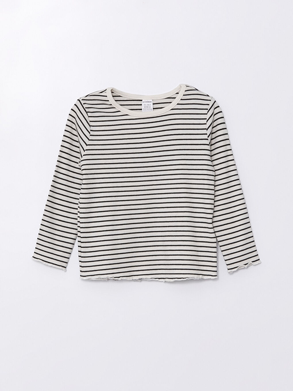 Crew Neck Long Sleeve Striped Girls' T-Shirt -W46177Z1-LEG