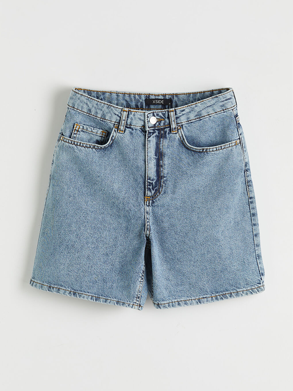 Slim Fit Ripped Detail Women's Denim Shorts-4