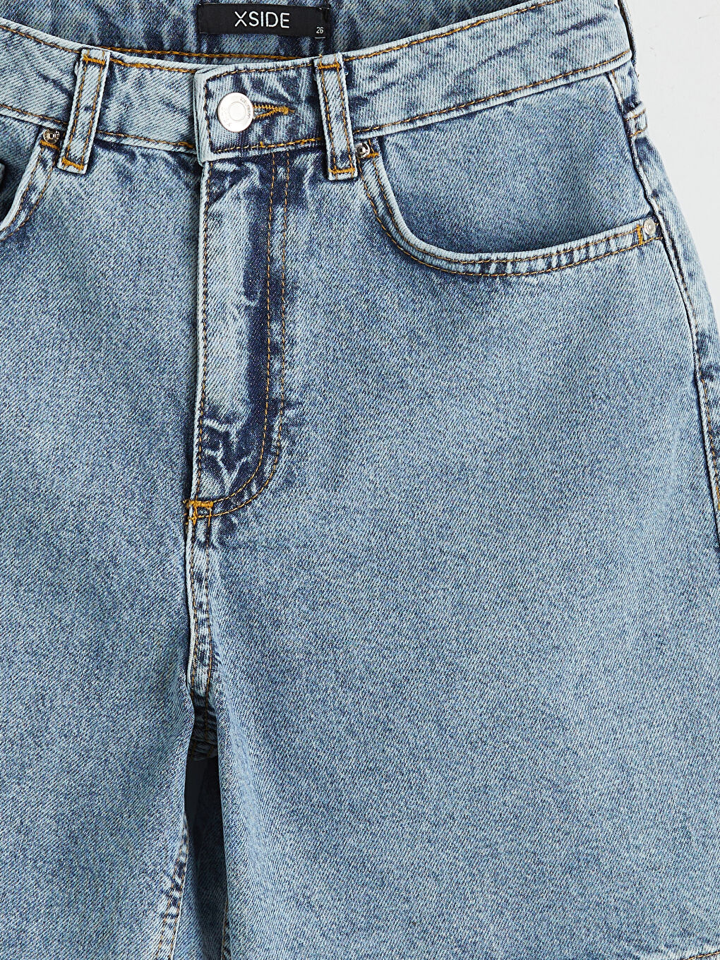 Slim Fit Ripped Detail Women's Denim Shorts-6