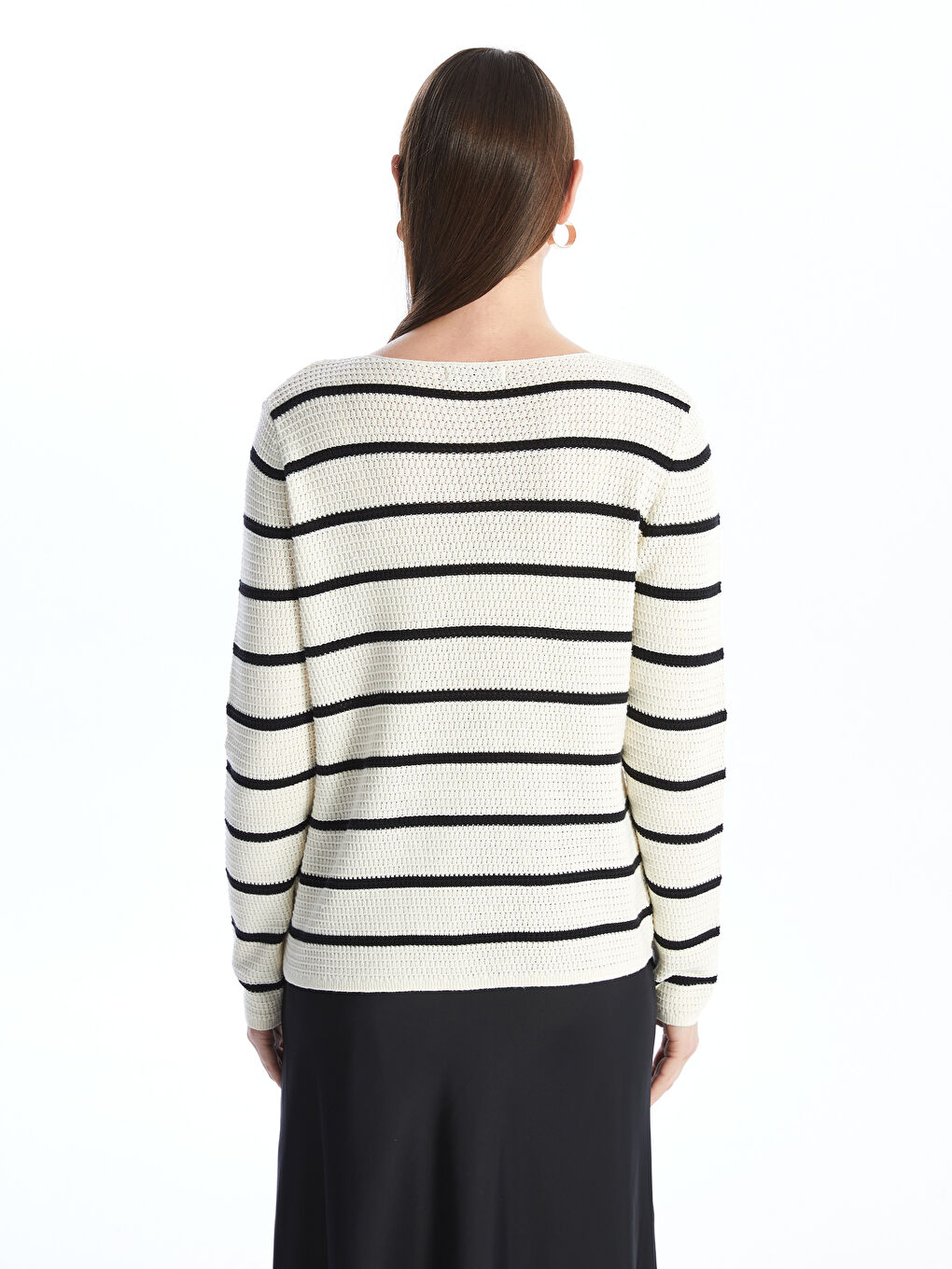 LCWAIKIKI Basic Crew Neck Striped Long Sleeve Women's Knitwear Sweater -W46286Z8-LFC