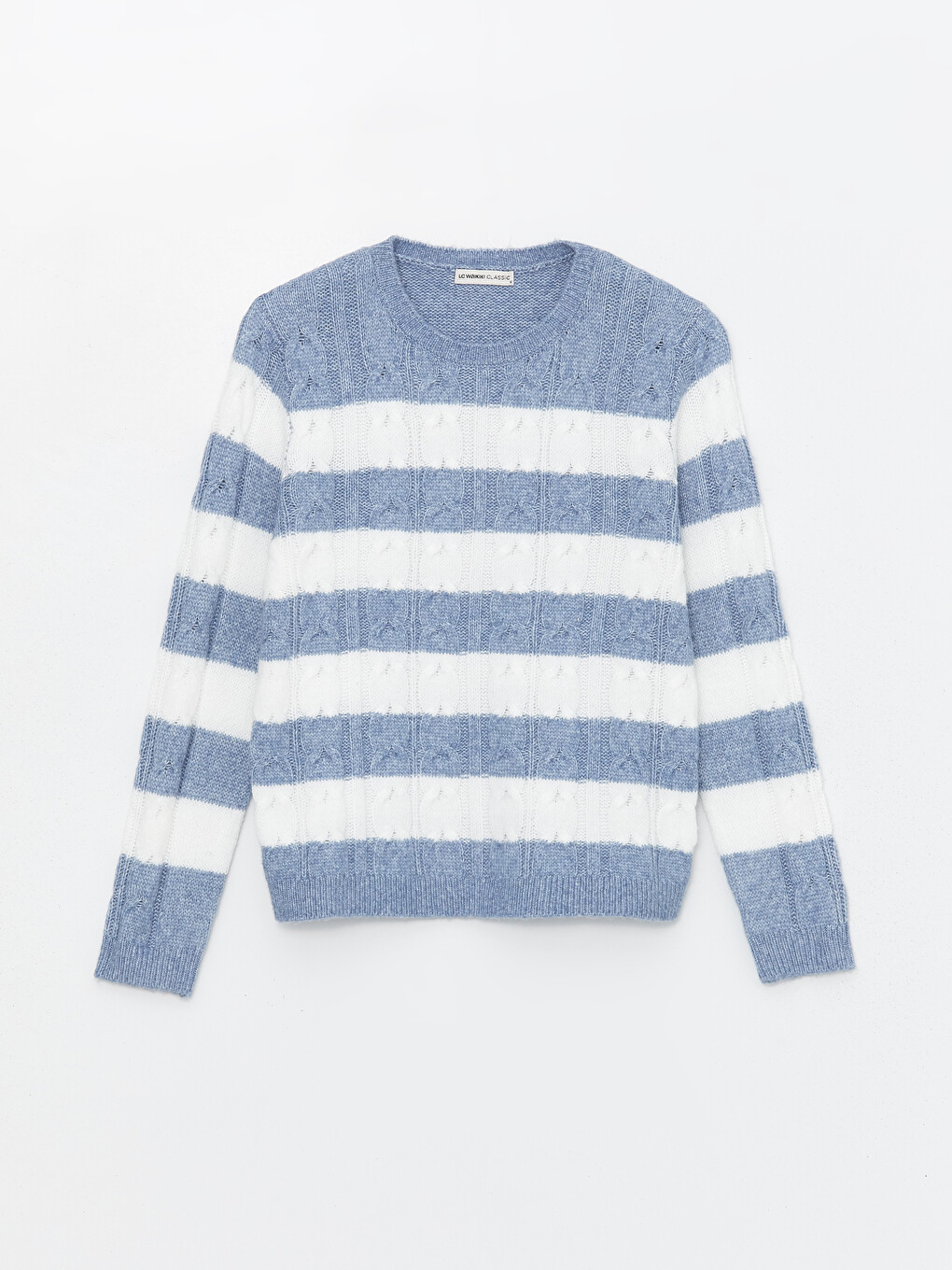 Crew Neck Striped Long Sleeve Women's Knitwear Sweater-5