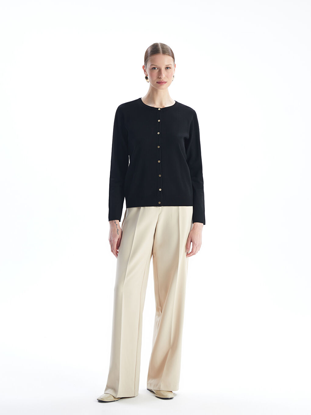 Crew Neck Women's Knitwear Cardigan-2