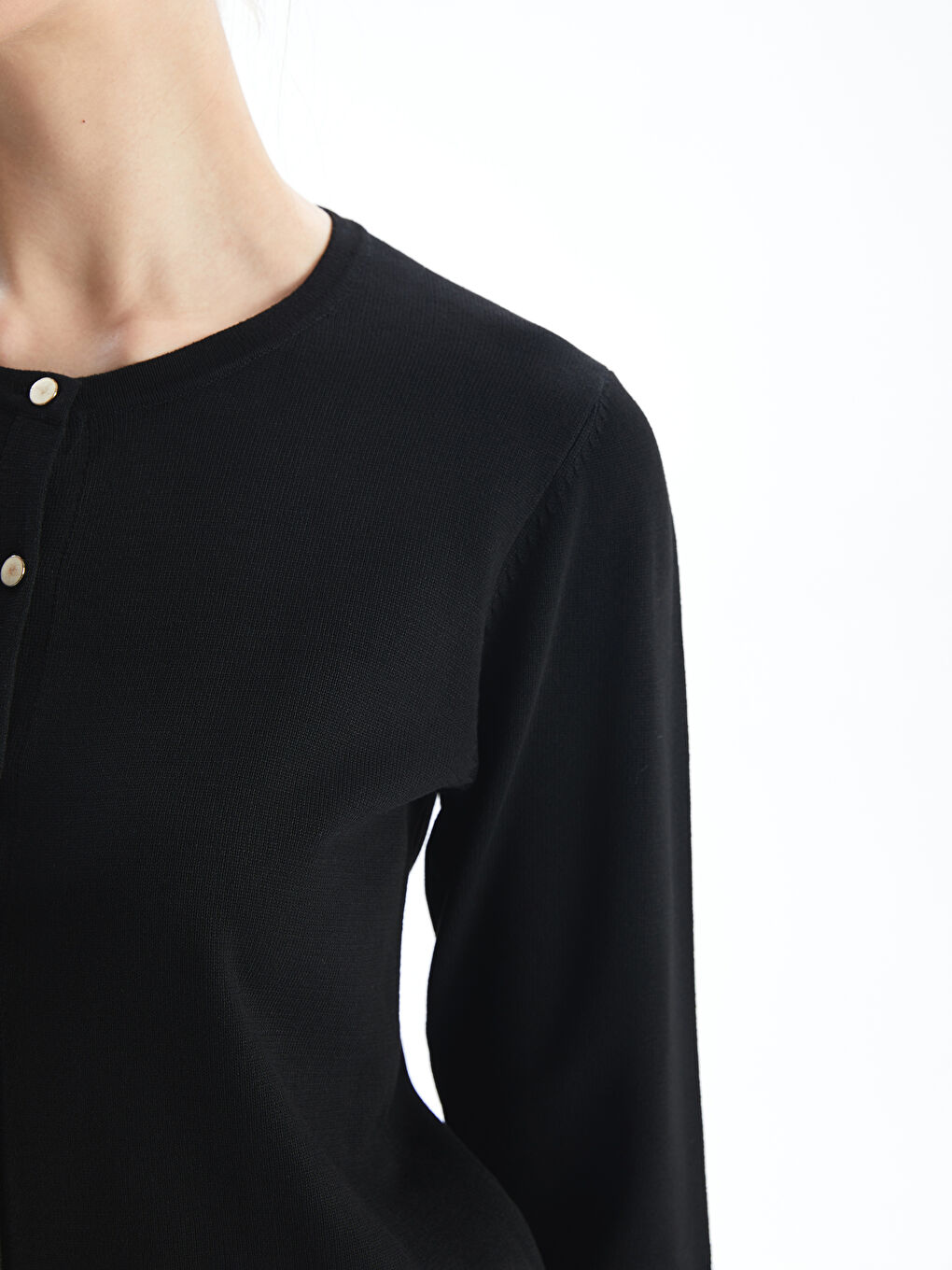 Crew Neck Women's Knitwear Cardigan-3