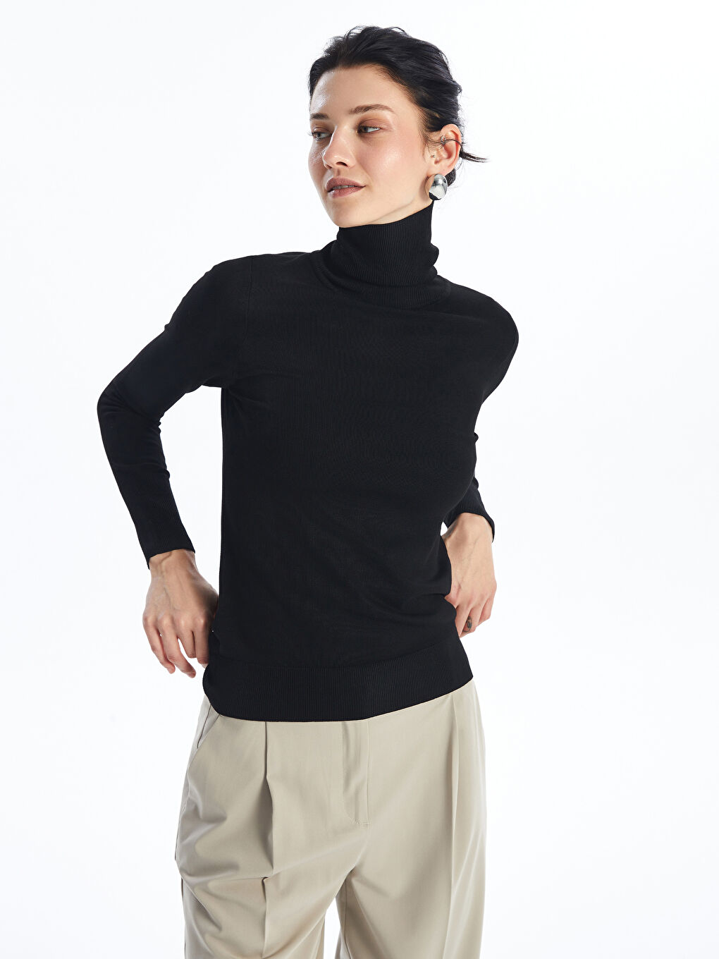 LCWAIKIKI Basic Turtleneck Women's Knitwear Sweater -W46303Z8-CVL