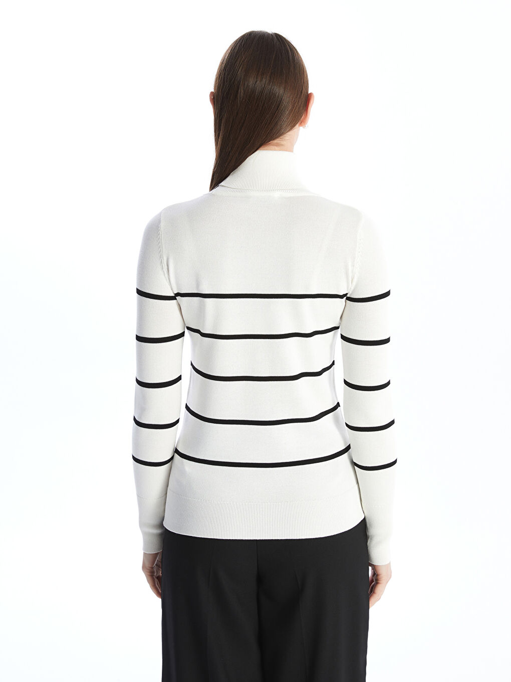 LCWAIKIKI Basic Turtleneck Striped Women's Knitwear Sweater -W46305Z8-LFC